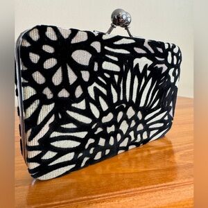 Vintage Clutch with Black Velvet Flocking in Sunflower Design